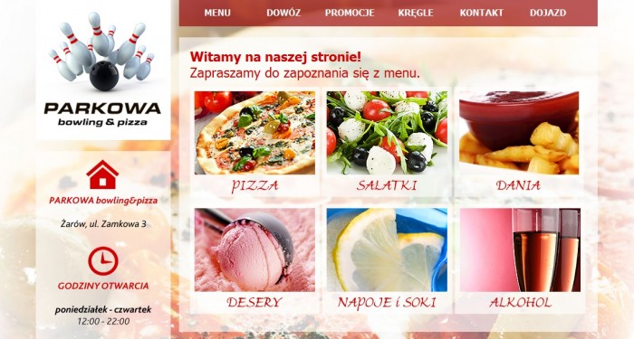 Strona internetowa dla PARKOWA bowling&pizza Żarów